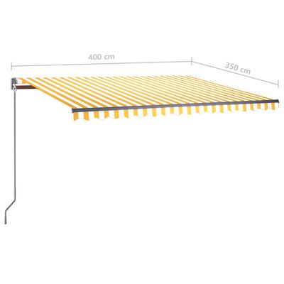 vidaXL Luifel automatisch met LED en windsensor 400x350 cm geel en wit