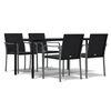 vidaXL 5-delige Tuinset met kussens poly rattan en staal