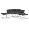 vidaXL 5-delige Loungeset met kussens massief grenenhout wit