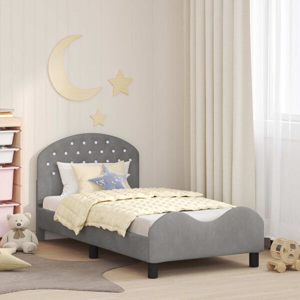 vidaXL Bedframe voor kinderen met hoofdbord Lichtgrijs 80 x 160 cm