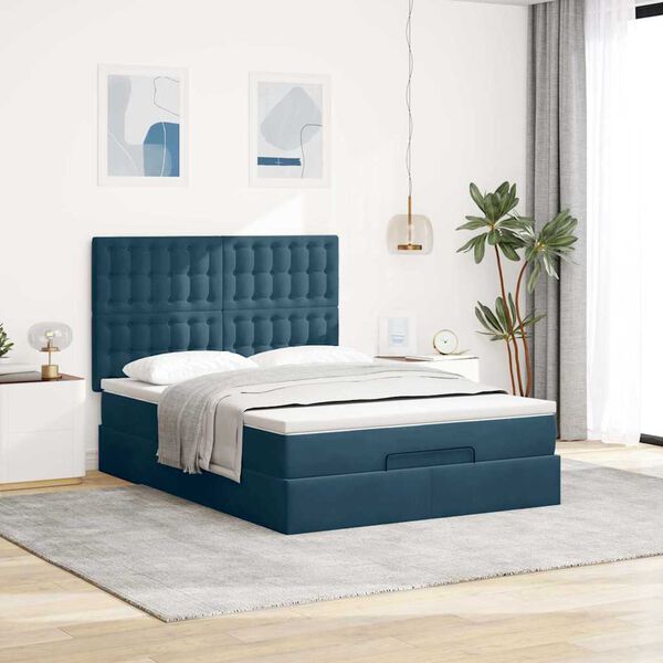 vidaXL Ottoman bed met matrassen en LED's 140x190cm fluweel
