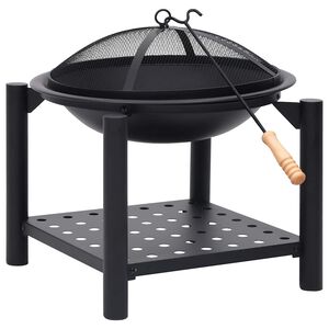 vidaXL Vuurplaats met pook 54x54x55 cm staal