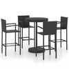vidaXL 5-delige Tuinbarset poly rattan zwart