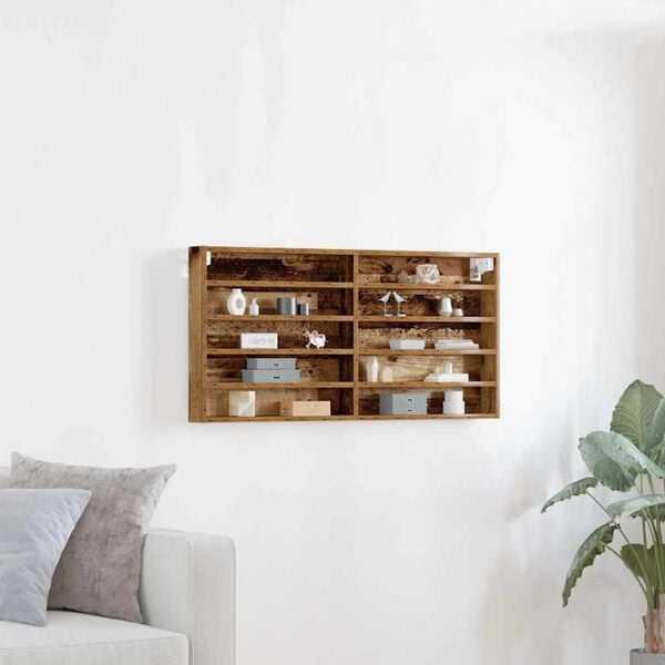 vidaXL Vitrinekast met plank Oud Hout 100 x 8,5 x 50 cm Bewerkt hout