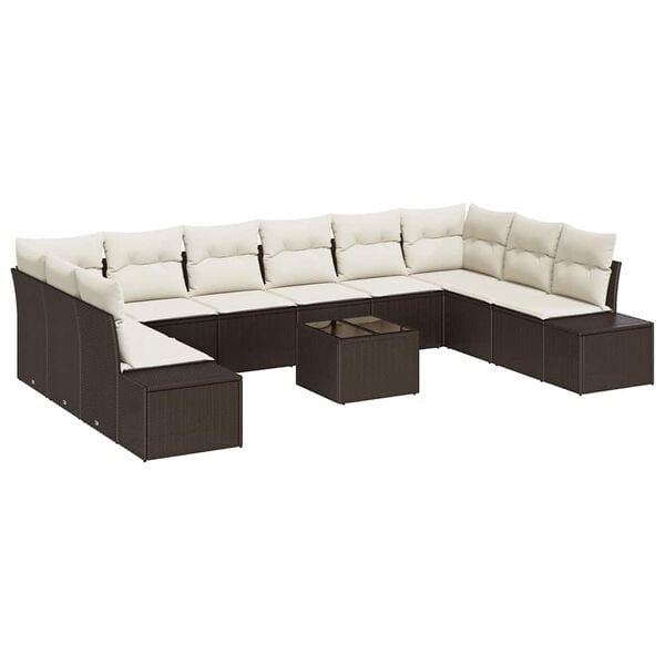 vidaXL Tuin Sofa Set met kussen 11 pcs Bruin poly rattan