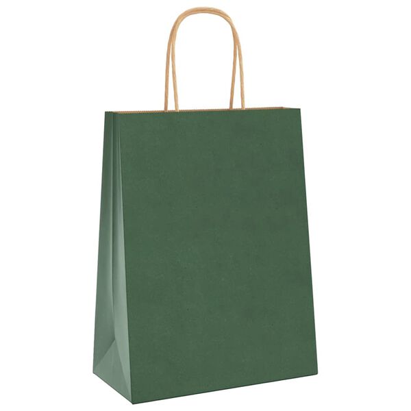 vidaXL Papieren zakken 250 st met hengsels 21x11x28 cm groen