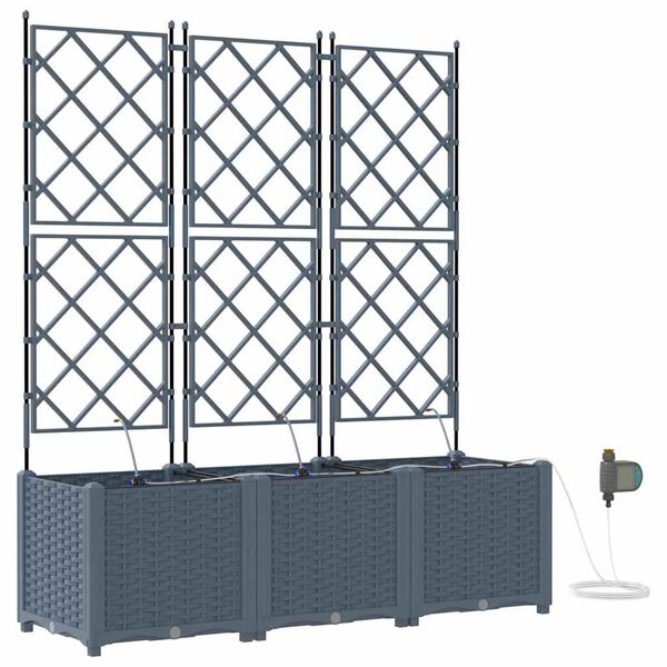 vidaXL Tuin Bloempot 3 pcs Licht Grijs Staal