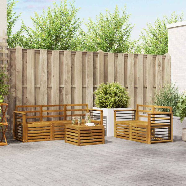 vidaXL Sofa-Sets 6 pcs Naturel Massief Acaciahout