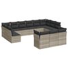 vidaXL 13-delige Loungeset met kussens poly rattan lichtgrijs