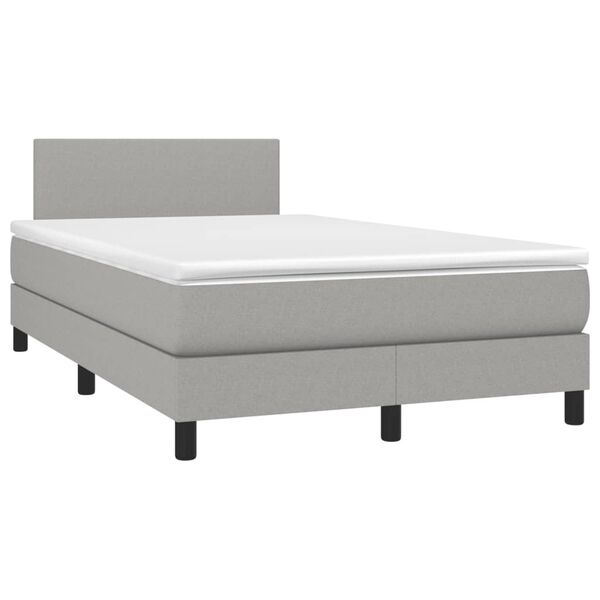 vidaXL Boxspring met matras stof lichtgrijs 120x190 cm