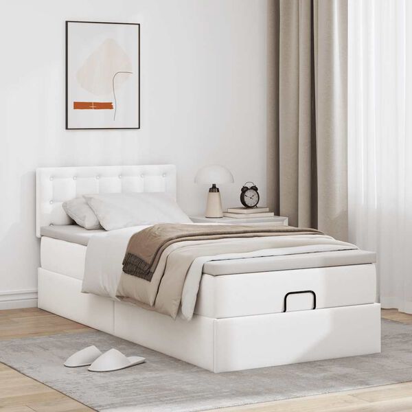 vidaXL Ottomaanse bed met matras 90x190cm kunstleer wit