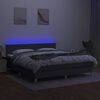 vidaXL Boxspring met matras en LED stof donkergrijs 160x200 cm