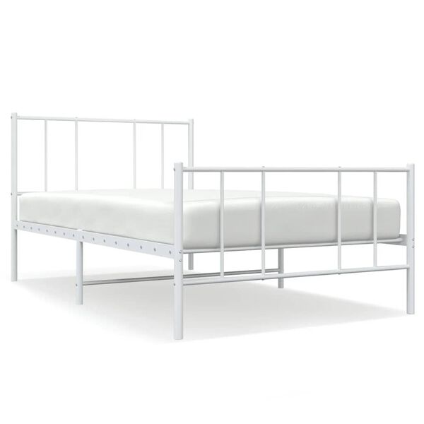 vidaXL Bedframe met hoofd- en voeteneinde metaal wit 75x190 cm