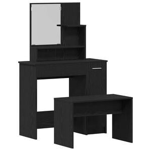 vidaXL Toilettafel Set met lade 2 pcs Zwart Eiken Bewerkt hout