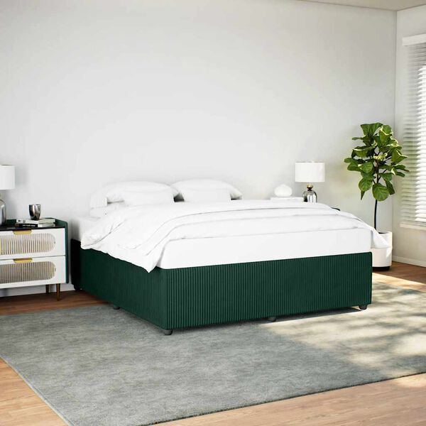 vidaXL Bedframe zonder matras 180x200 cm fluweel donkergroen