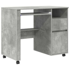 vidaXL Bureau met Wielen Beton Grijs Bewerkt hout 91 x 50 x 77 cm