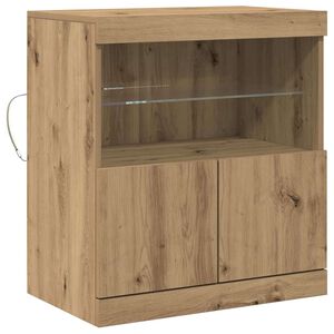 vidaXL LED Sideboard Bruin 60,5 x 37 x 67 cm Bewerkt hout