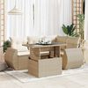 vidaXL 5-delige Loungeset met kussens poly rattan beige