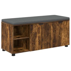 vidaXL Halbank met kussen met plank Gerookte Eik 100 x 38 x 46 cm