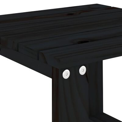 vidaXL Ligbedden 2 st met tafeltje massief grenenhout zwart