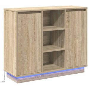 vidaXL LED Sideboard Sonoma Eiken 90 x 32 x 75 cm Bewerkt hout