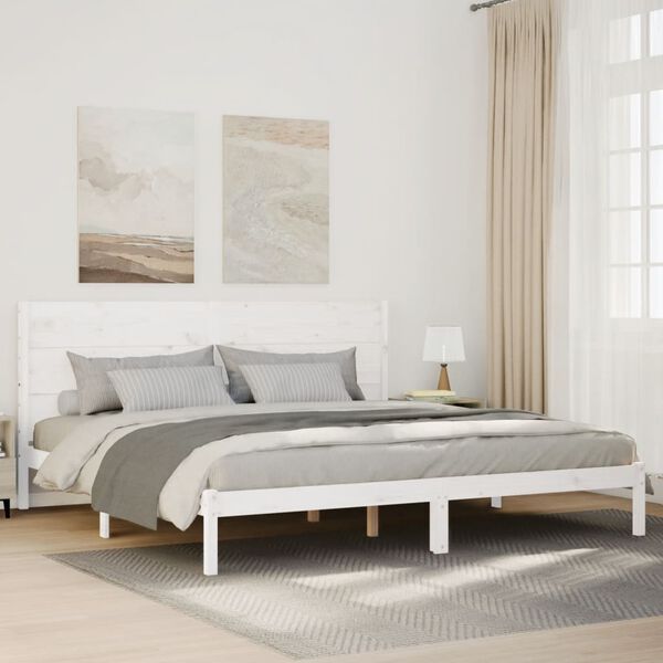 vidaXL Bedframe extra lang zonder matras massief hout wit 160x220 cm