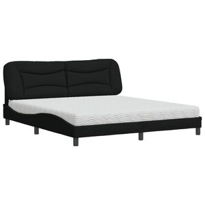 vidaXL Bed met matras "Hvar" stof zwart 180x200 cm