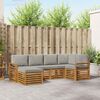 vidaXL Hoekbank Set 6 pcs Natuurlijk en Lichtgrijs Massief Acaciahout