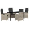 vidaXL Tuin eettafelset 5 st Lichtgrijs poly rattan
