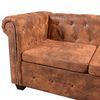vidaXL Chesterfield hoekbank 6-zits kunstleer bruin