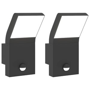 vidaXL Buitenwandlampen 2 st LED met sensors gegoten aluminium zwart