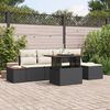 vidaXL Tuin Eetset met kussen 6 pcs Zwart en Beige