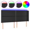 vidaXL Hoofdbord LED 203x16x118/128 cm kunstleer zwart