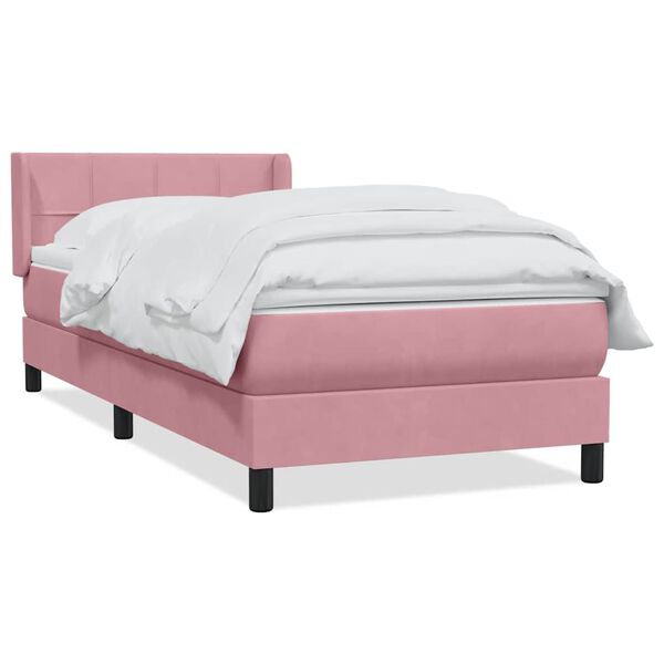vidaXL Boxspring met matras fluweel roze 80x220 cm