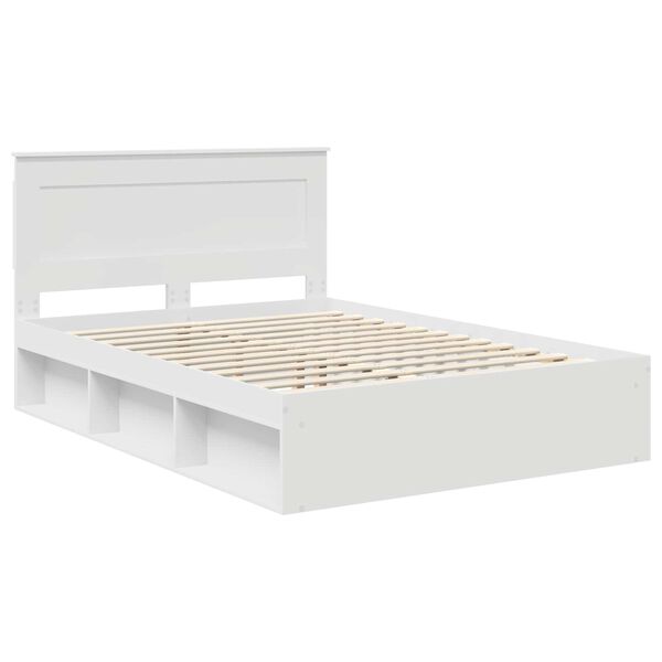 vidaXL Bedframe met hoofdeinde Wit 160 x 200 cm Massief grenenhout