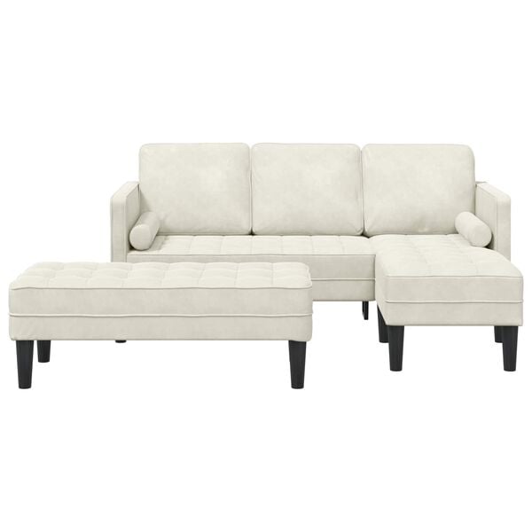 vidaXL Bankstel met kussen 2 pcs Cr&egrave;me Polyester