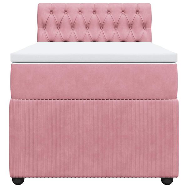 vidaXL Boxspring met matras fluweel roze 90x190 cm