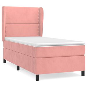 vidaXL Boxspring met matras fluweel roze 80x200 cm