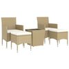 vidaXL 5-delige Bistroset poly rattan en gehard glas beige
