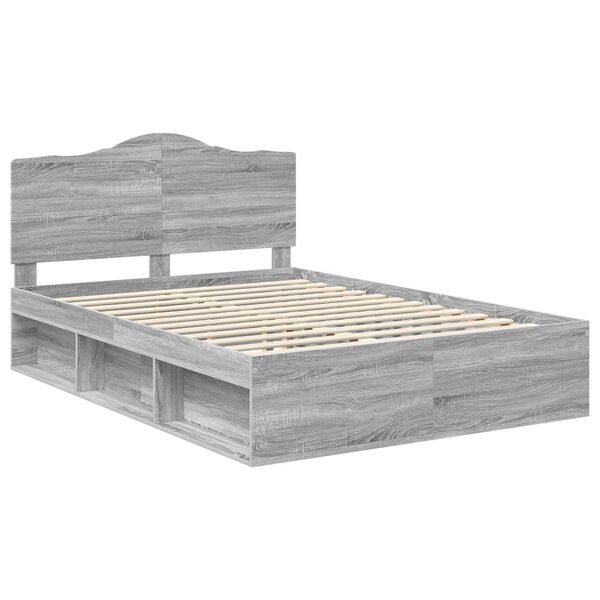 vidaXL Bedframe Grijs Sonoma 140 x 190 cm Massief grenenhout