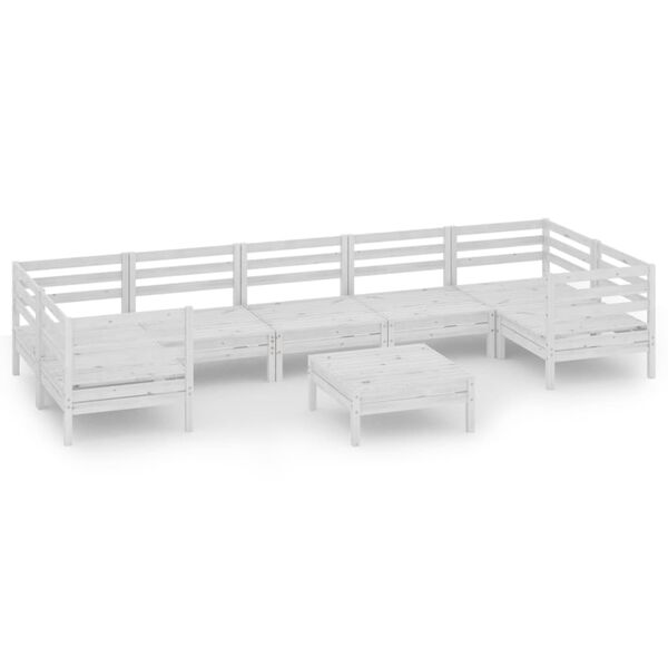 vidaXL 8-delige Loungeset massief grenenhout wit