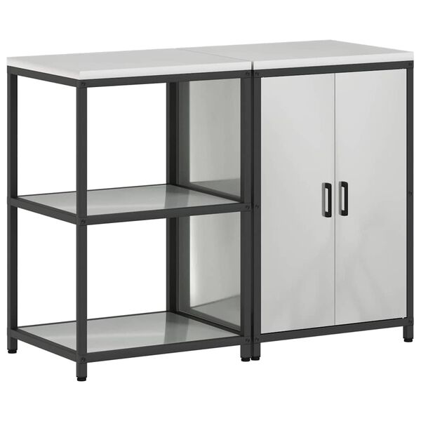 vidaXL Keukenopslag set met plank 2 pcs Zilver Gegalvaniseerd staal