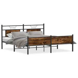 vidaXL Bedframe zonder matras metaal gerookt eikenkleurig 160x200 cm