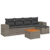 vidaXL 6-delige Loungeset met kussens poly rattan grijs