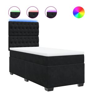 vidaXL Boxspring met matras fluweel zwart 80x200 cm