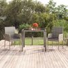 vidaXL Tuintafel met glazen blad 90x90x75 cm poly rattan grijs