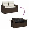 vidaXL 5-delige Loungeset met kussens poly rattan bruin