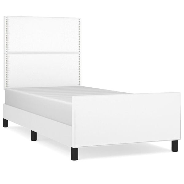 vidaXL Bedframe met hoofdbord kunstleer wit 90x190 cm