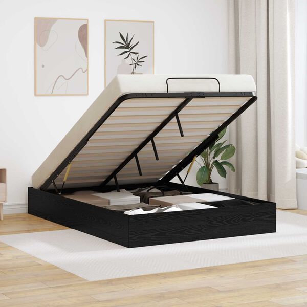 vidaXL Ottoman Bedframe met opslag Zwarte Eik 203 x 140 x 25 cm