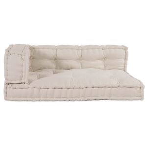 vidaXL Pallet Sofa Kussen 3 st Stof Cr&egrave;mekleurig 120 x 80 x 34 cm